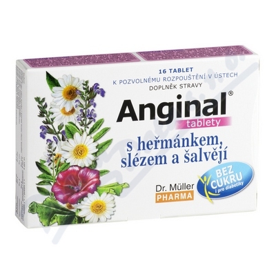 Anginal tablety s heřmánkem+slézem 16 tablet